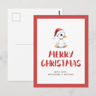 Personalized Watercolor Christmas Goose Duck Postcard