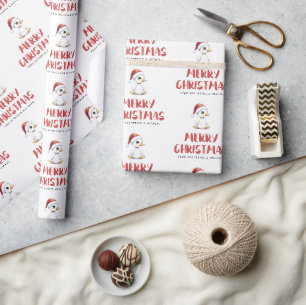 Personalized Watercolor Christmas Goose Duck Wrapping Paper