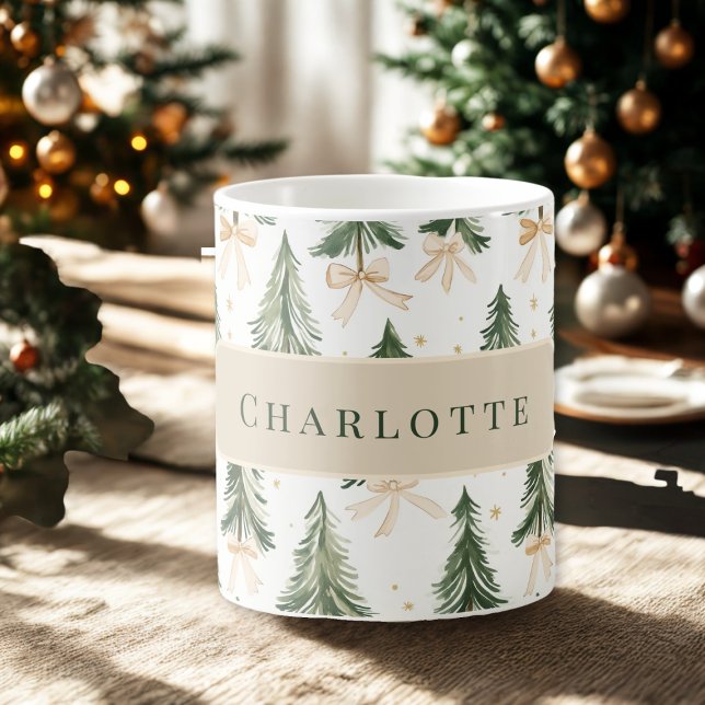 Personalized Watercolor Christmas Tree Name Mug (Creator Uploaded)
