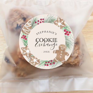 Personalized Watercolor Cookie Exchange Classic Round Sticker