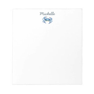 Personalized  Watercolor Crab Summer Beach    Notepad