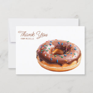 Personalized Watercolor Donut Thank You Cards