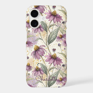 Personalized Watercolor Echinacea Purple & Gold