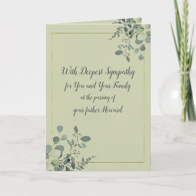 Personalized Watercolor Eucalyptus Sympathy Card (Front)