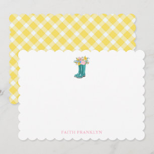 Personalized Watercolor Floral Boot Card