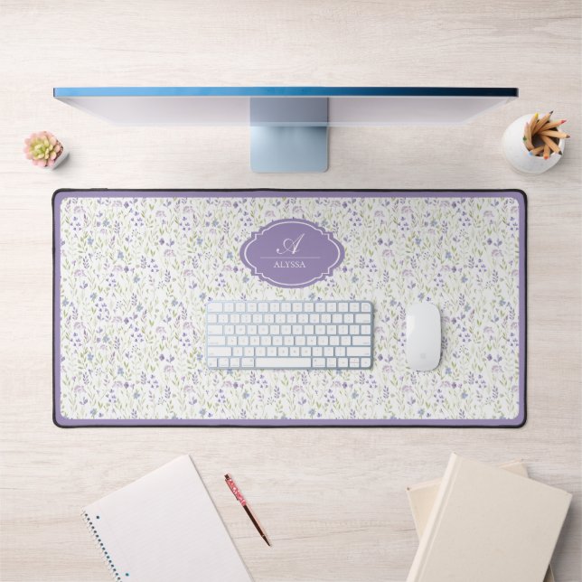 Personalized Watercolor Floral Desk Mat (Office 1)
