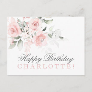 PERSONALIZED Watercolor Floral HAPPY BIRTHDAY Postcard