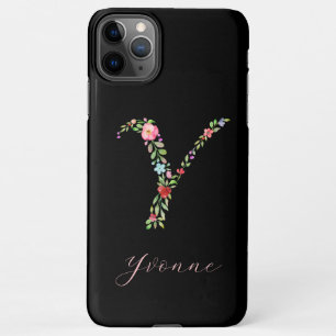 Personalized Watercolor Floral Monogram Letter Y iPhone 11Pro Max Case