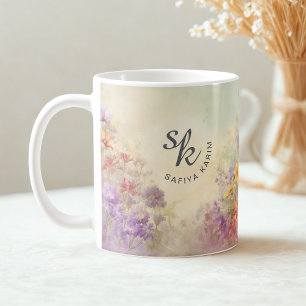 Personalized Watercolor Floral Monogram Mug