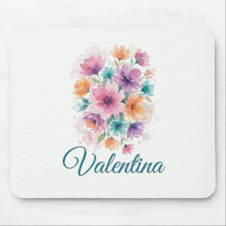 Personalized Watercolor Floral Name Mousepad