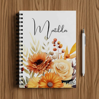 Personalized Watercolor floral Notebook