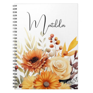 Personalized Watercolor floral  Notebook