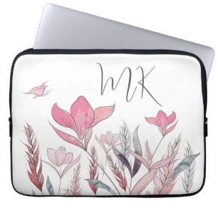 Personalized Watercolor Flowers Floral Art Laptop Sleeve