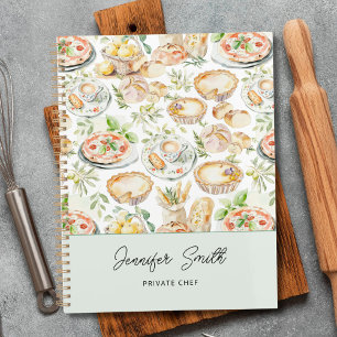 Personalized Watercolor Food Cooking Recipe Book