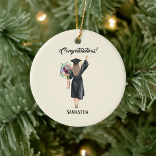Personalized Watercolor Graduation (8) Ceramic Ornament