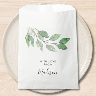 Personalized Watercolor Greenery Favour Bag