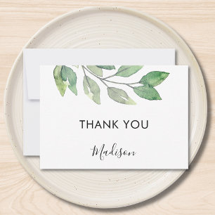 Personalized Watercolor Greenery Thank You Card