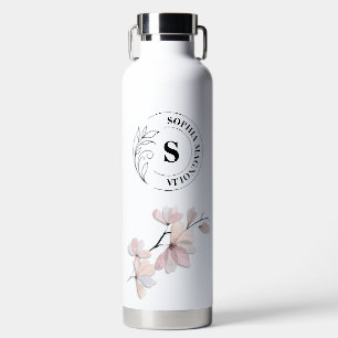 Personalized Watercolor Magnolia Water Bottle