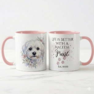 Personalized Watercolor Maltese Dog Mug