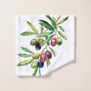 Personalized Watercolor Olive Branch Wash Cloth