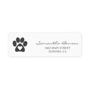 Personalized Watercolor Paw Print Return Address Label