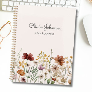 Personalized Watercolor Pretty Wildflower Floral Planner