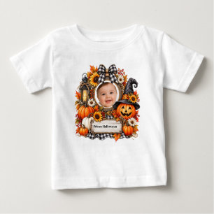 Personalized Watercolor Pumpkin Halloween Baby T-Shirt