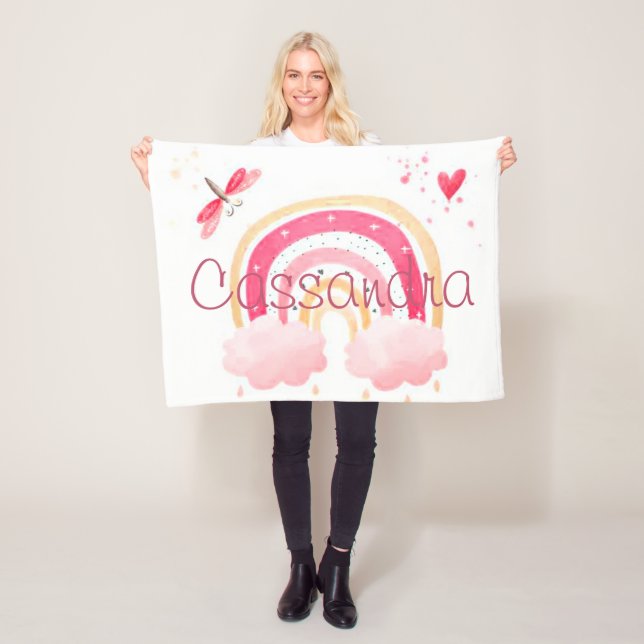 Personalized watercolor rainbow   fleece blanket (In Situ)