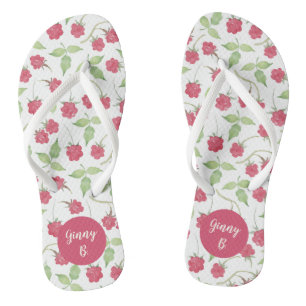 Personalized Watercolor Raspberries Thongs