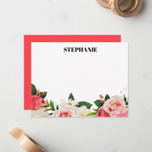 Personalized Watercolor Red Hydrangeas Note Card