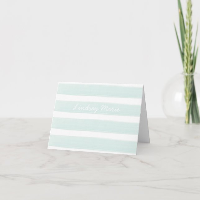 PERSONALIZED WATERCOLOR STRIPED BLANK NOTE CARDS (Front)