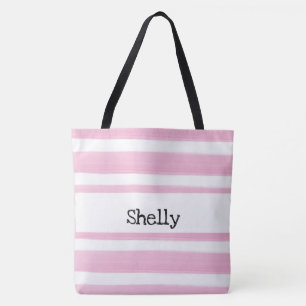 PERSONALIZED WATERCOLOR STRIPES TOTE BAG