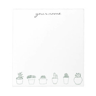 Personalized Watercolor Succulents Boho Notepad