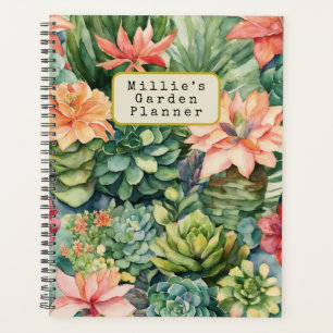 Personalized Watercolor Succulents Garden Planner