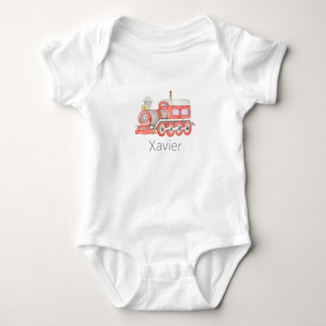PERSONALIZED WATERCOLOR TRAIN one-piece  Baby Body Baby Bodysuit (Front)