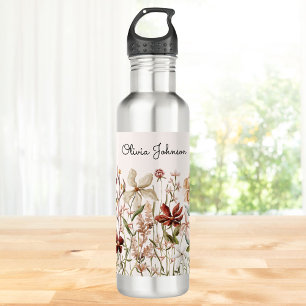 Personalized Watercolor Vintage Wildflower Floral 710 Ml Water Bottle