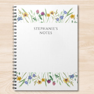 Personalized Watercolor Wildflower Notebook