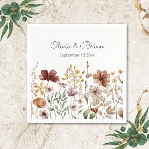 Personalized Watercolor Wildflower Pretty Floral Napkin