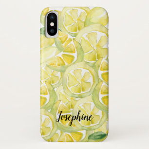 Personalized watercolor yellow lemon iPhone x case