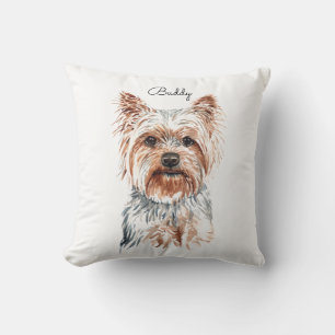 Personalized Watercolor Yorkie Cushion