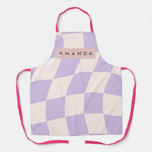 Personalized Wavy Pastel Lavender Checkered  Apron