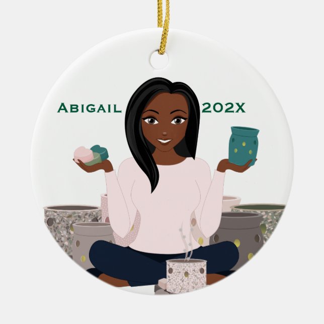 Personalized Wax Warmer Woman Ceramic Ornament (Front)