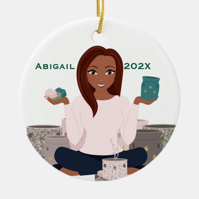 Personalized Wax Warmer Woman Ceramic Ornament (Front)
