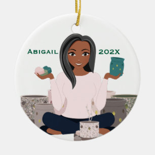 Personalized Wax Warmer Woman Ceramic Ornament