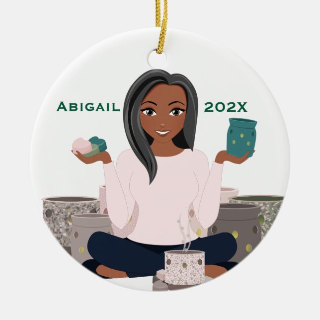 Personalized Wax Warmer Woman Ceramic Ornament (Front)