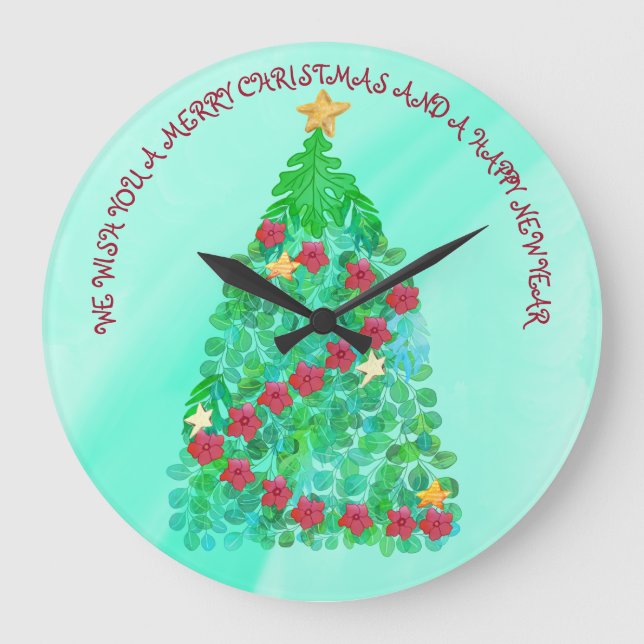 PERSONALIZED WE WISH YOU A MERRY CHRISTMAS LARGE CLOCK (Front)