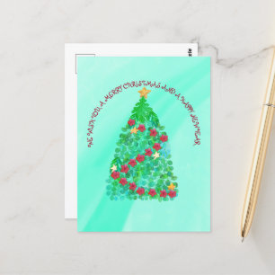 PERSONALIZED WE WISH YOU A MERRY CHRISTMAS POSTCARD