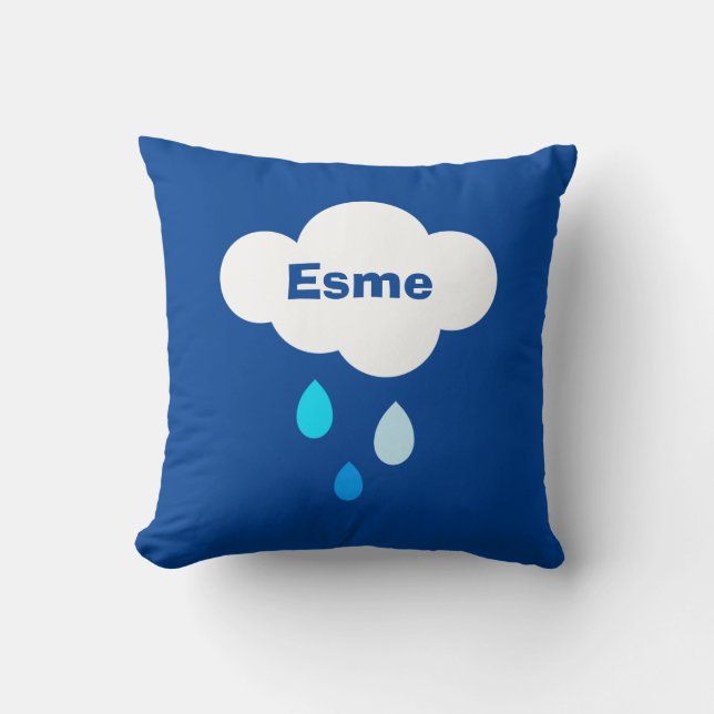 Personalized Weather Cloud and Raindrops Cushion (Front)