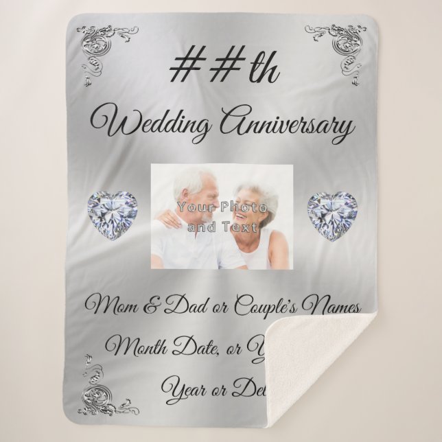 Personalized Wedding Anniversary Gifts by Year Sherpa Blanket (Front)