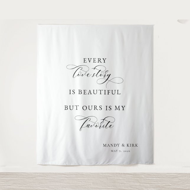 Personalized Wedding Backdrop Banner – Custom Name Tapestry (Front)
